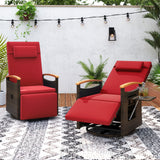 Patio Rattan 360° Swivel Recliner Chair with Adjustable Backrest and Footrest