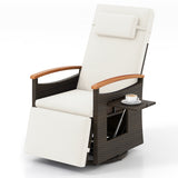 Patio Rattan 360° Swivel Recliner Chair with Adjustable Backrest and Footrest