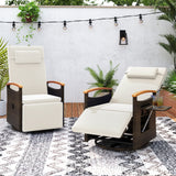 Patio Rattan 360° Swivel Recliner Chair with Adjustable Backrest and Footrest