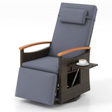 Patio Rattan 360° Swivel Recliner Chair with Adjustable Backrest and Footrest