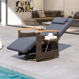 Patio Rattan 360° Swivel Recliner Chair with Adjustable Backrest and Footrest