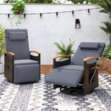 Patio Rattan 360° Swivel Recliner Chair with Adjustable Backrest and Footrest