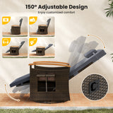 Patio Rattan 360° Swivel Recliner Chair with Adjustable Backrest and Footrest