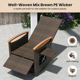 Patio Rattan 360° Swivel Recliner Chair with Adjustable Backrest and Footrest