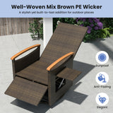 Set of 2 Patio Rattan 360Â° Swivel Recliner Chair with Adjustable Backrest and Footrest