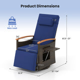 Set of 2 Patio Rattan 360Â° Swivel Recliner Chair with Adjustable Backrest and Footrest