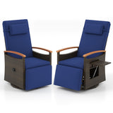 Set of 2 Patio Rattan 360Â° Swivel Recliner Chair with Adjustable Backrest and Footrest
