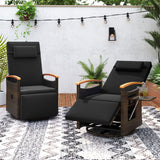 Set of 2 Patio Rattan 360Â° Swivel Recliner Chair with Adjustable Backrest and Footrest