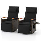 Set of 2 Patio Rattan 360Â° Swivel Recliner Chair with Adjustable Backrest and Footrest