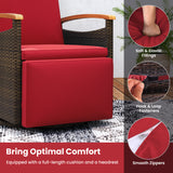 Set of 2 Patio Rattan 360Â° Swivel Recliner Chair with Adjustable Backrest and Footrest