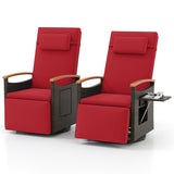 Set of 2 Patio Rattan 360Â° Swivel Recliner Chair with Adjustable Backrest and Footrest