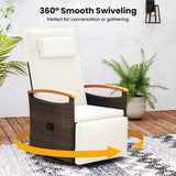 Set of 2 Patio Rattan 360Â° Swivel Recliner Chair with Adjustable Backrest and Footrest