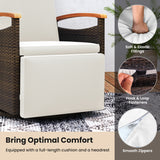 Set of 2 Patio Rattan 360Â° Swivel Recliner Chair with Adjustable Backrest and Footrest