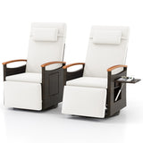 Set of 2 Patio Rattan 360Â° Swivel Recliner Chair with Adjustable Backrest and Footrest