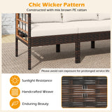 Patio Rattan Chairs with Ottomans and Side Table for Backyard-White