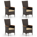 Patio Rattan Chairs Set of 4 Outdoor Wicker Dining Chairs with High Backrest-Beige