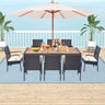 9 Pieces Patio Rattan Dining Set with Acacia Wood Table for Backyard Garden-L/Garden/Garden-X