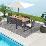 9 Pieces Patio Rattan Dining Set with Acacia Wood Table for Backyard Garden-L/Garden/Garden-X