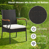 9 Pieces Patio Rattan Dining Set with Acacia Wood Table for Backyard Garden-L/Garden/Garden-X