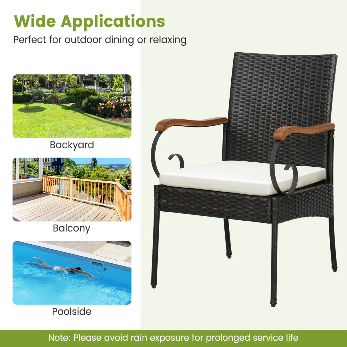 9 Pieces Patio Rattan Dining Set with Acacia Wood Table for Backyard Garden-L/Garden/Garden-X
