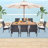 9 Pieces Patio Rattan Dining Set with Acacia Wood Table for Backyard Garden-L/Garden/Garden-X