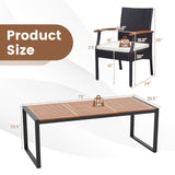 9 Pieces  Patio Rattan Dining Set with Acacia Wood Table for Backyard  Garden-L