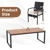 9 Pieces  Patio Rattan Dining Set with Acacia Wood Table for Backyard  Garden-L