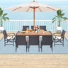 9 Pieces Patio Rattan Dining Set with Acacia Wood Table for Backyard Garden-L/Garden/Garden-X