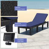 Patio Rattan Cushioned Height Adjustable Lounge Chair