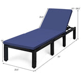 Patio Rattan Cushioned Height Adjustable Lounge Chair