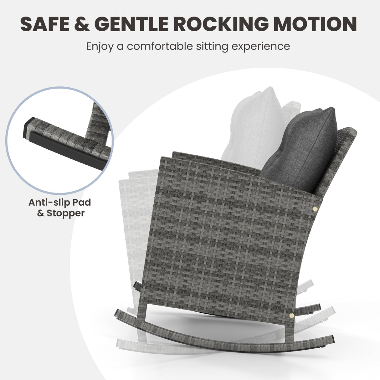 3-Piece Patio Rattan Roker Chairs with Tempered Glass Table and Soft Cushions