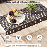 43 Inch Patio Rectangle Ottoman with Metal Legs and Seat Cushion-Beige