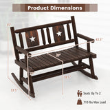 Patio Rocking Bench Double Rocker Chair with Ergonomic Seat 2-Person Loveseat