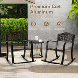 Patio Rocking Chair with Footrest and Curved Armrests-Brown