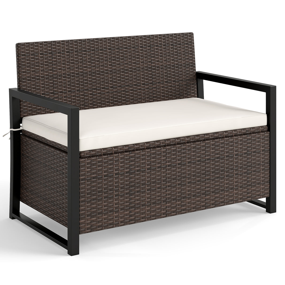 Patio Storage Bench-Mix Brown and Off White