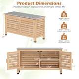 Patio Storage Cabinet with Stainless Steel Countertop and L-Shaped Shelf for Garden