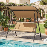 Patio Swing Chair with Adjustable Canopy & Removable Cushion and Metal Stand