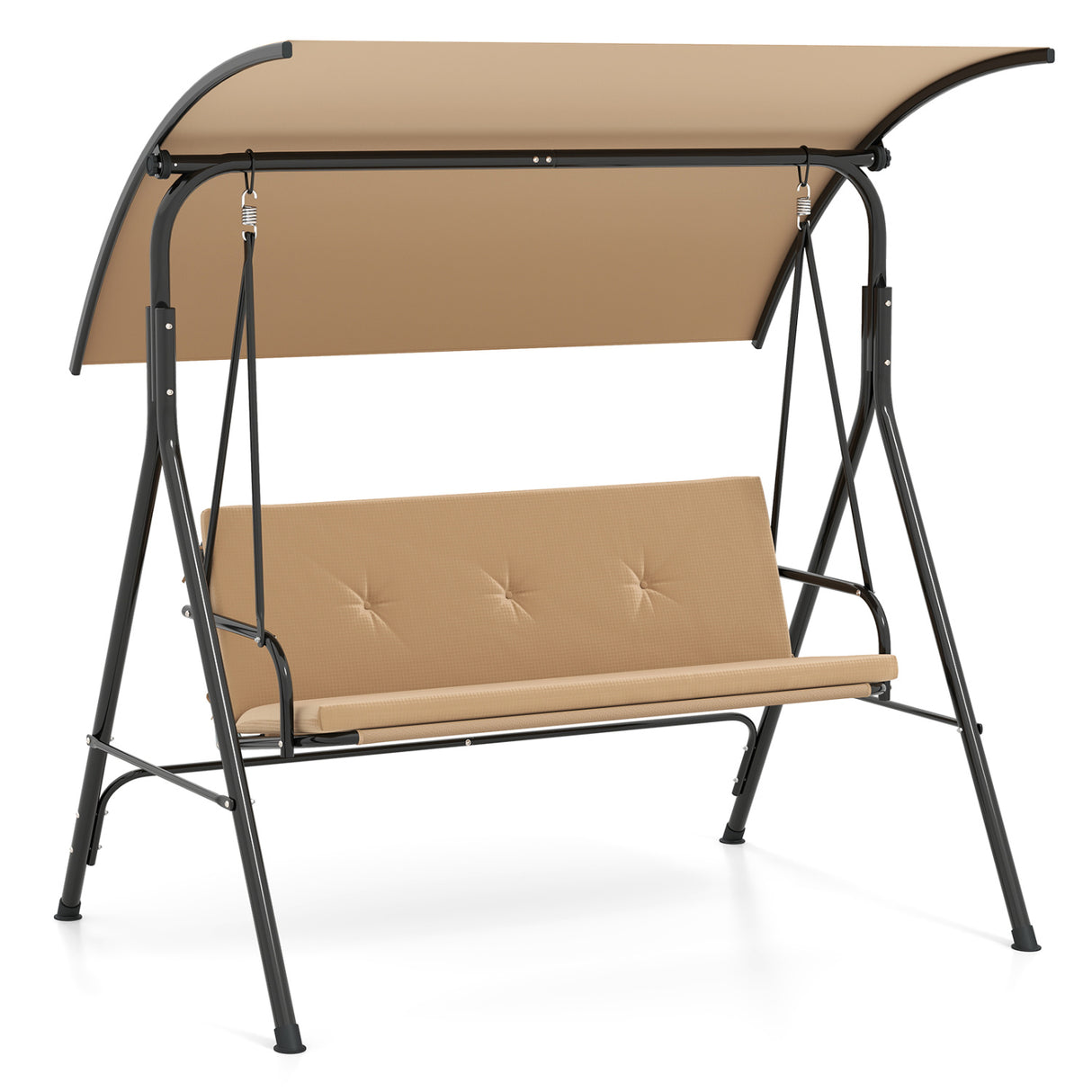Patio Swing Chair with Adjustable Canopy & Removable Cushion and Metal Stand
