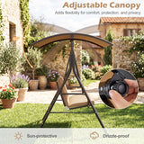 Patio Swing Chair with Adjustable Canopy & Removable Cushion and Metal Stand