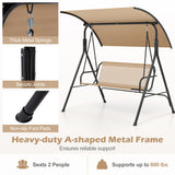 Patio Swing Chair with Adjustable Canopy & Removable Cushion and Metal Stand