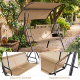 Patio Swing Chair with Adjustable Canopy & Removable Cushion and Metal Stand