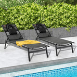 Patio Sunbathing Lounge Chair 5-Position Adjustable Tanning Chair-Black