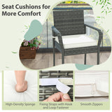 Patio Wicker Barstools with Armrests and Soft Cushions for Porch Backyard Set of 2