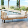 Patio Wicker Daybed Outdoor Boho Rattan Loveseat Sofa with Seat and Back Cushions