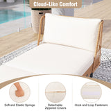 Patio Wicker Daybed Outdoor Boho Rattan Loveseat Sofa with Seat and Back Cushions-White