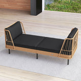 Patio Wicker Daybed Outdoor Boho Rattan Loveseat Sofa with Seat and Back Cushions