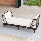 Patio Wicker Daybed Outdoor Boho Rattan Loveseat Sofa with Seat and Back Cushions