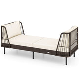 Patio Wicker Daybed Outdoor Boho Rattan Loveseat Sofa with Seat and Back Cushions
