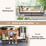 Patio Wicker Daybed Outdoor Boho Rattan Loveseat Sofa with Seat and Back Cushions