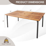 5 Pieces Patio Wicker Cushioned Dining Set with Wood Armrest and Umbrella Hole